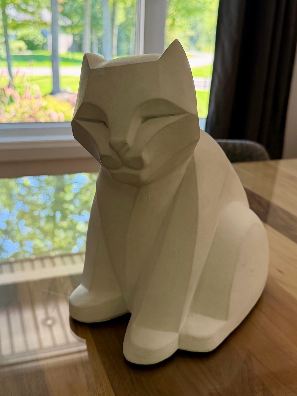 Vintage 1982 Austin Productions Geometric Cat Sculpture – Signed Karin Swildens